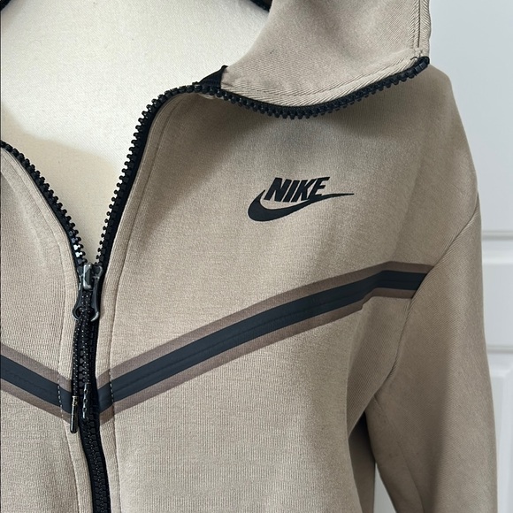 Nike Microfiber Tan Full Zip Hoodie with Extra Pocket on Arm - Picture 2 of 9